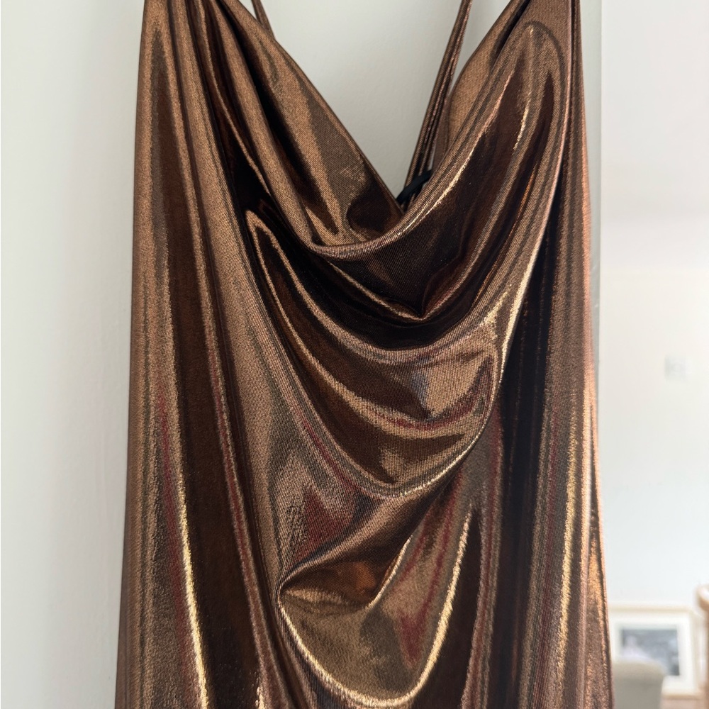 NWOT ASTR the Label Bronze Metallic Gais Midi Dress- NEW! - Picture 4 of 10